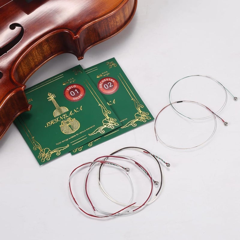 YWYLL Violin Strings 4/4 Full Set, 4/4 Violin Strings Replacement,Long-Lasting Durability & Rich Tone - Handcrafted with Premium Materials- For All Levels (4/4 Nylon+Gold E) - Image 2